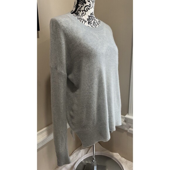 Magaschoni Blue Cashmere Boat Neck Split Hem Sweater Women M Quiet Luxury - Picture 3 of 12
